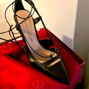 Black Tamara Mellon cutout pump with ankle tie